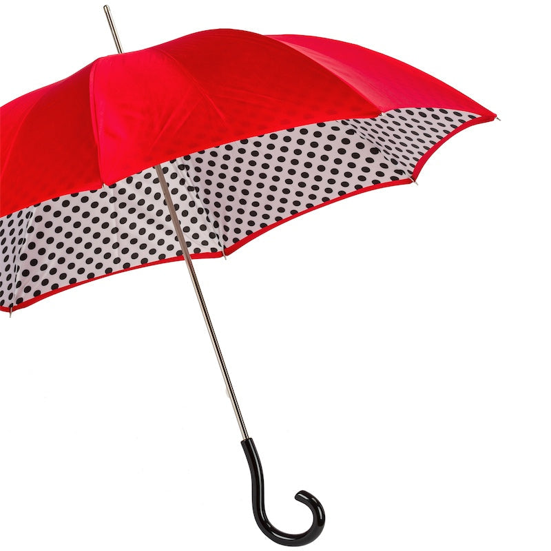Bright Red Polka Dots Umbrella Double Cloth - Umbrella