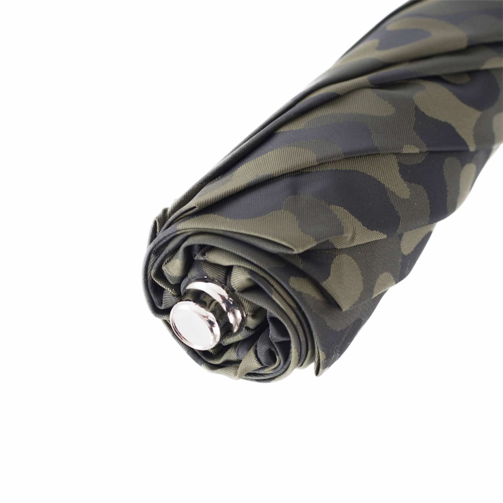 Camouflage opvouwbare paraplu met oranje leren handvat