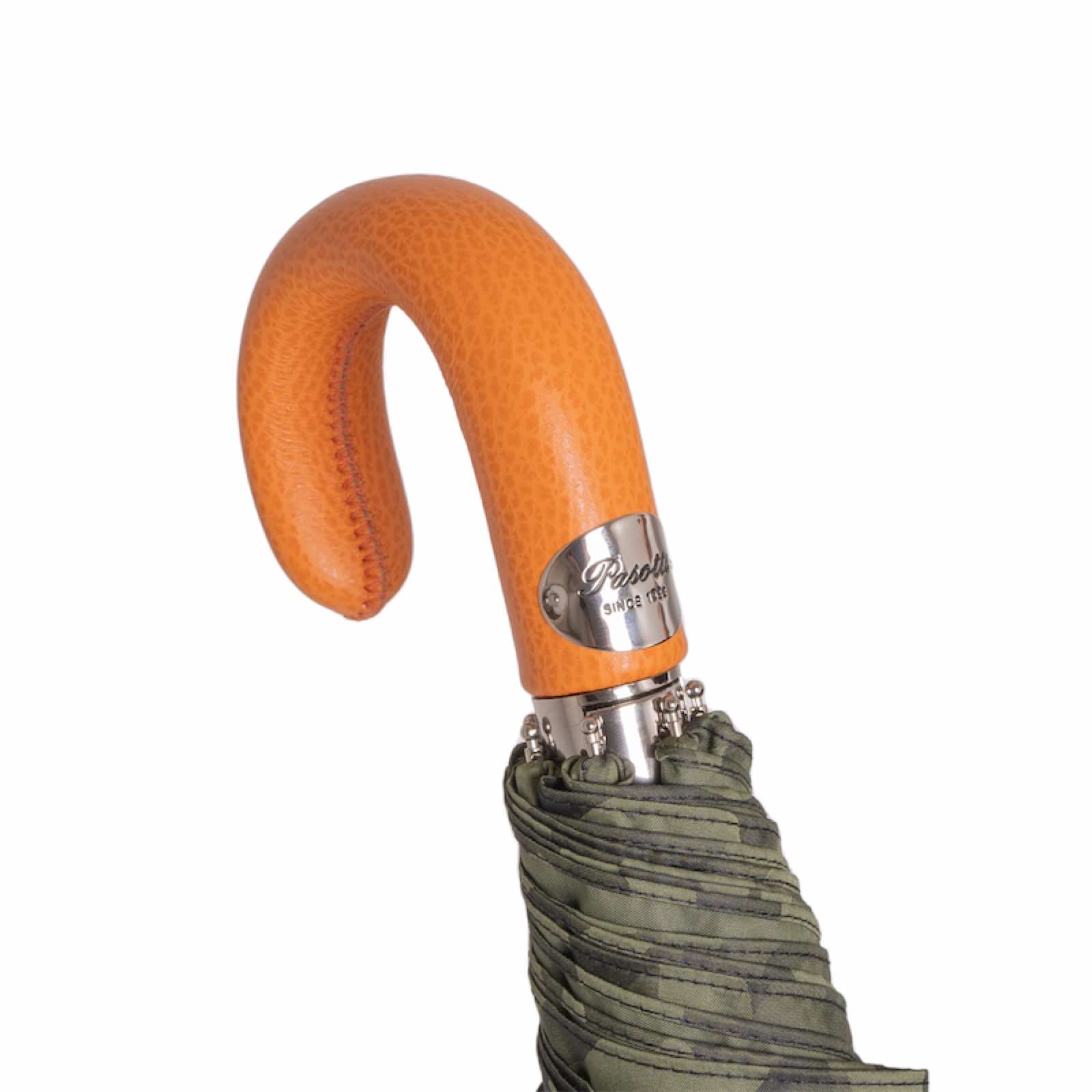 Camouflage opvouwbare paraplu met oranje leren handvat