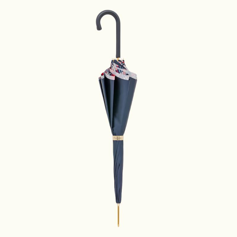 Klassieke marineblauwe paraplu met strepen en bloemen - Paraplu