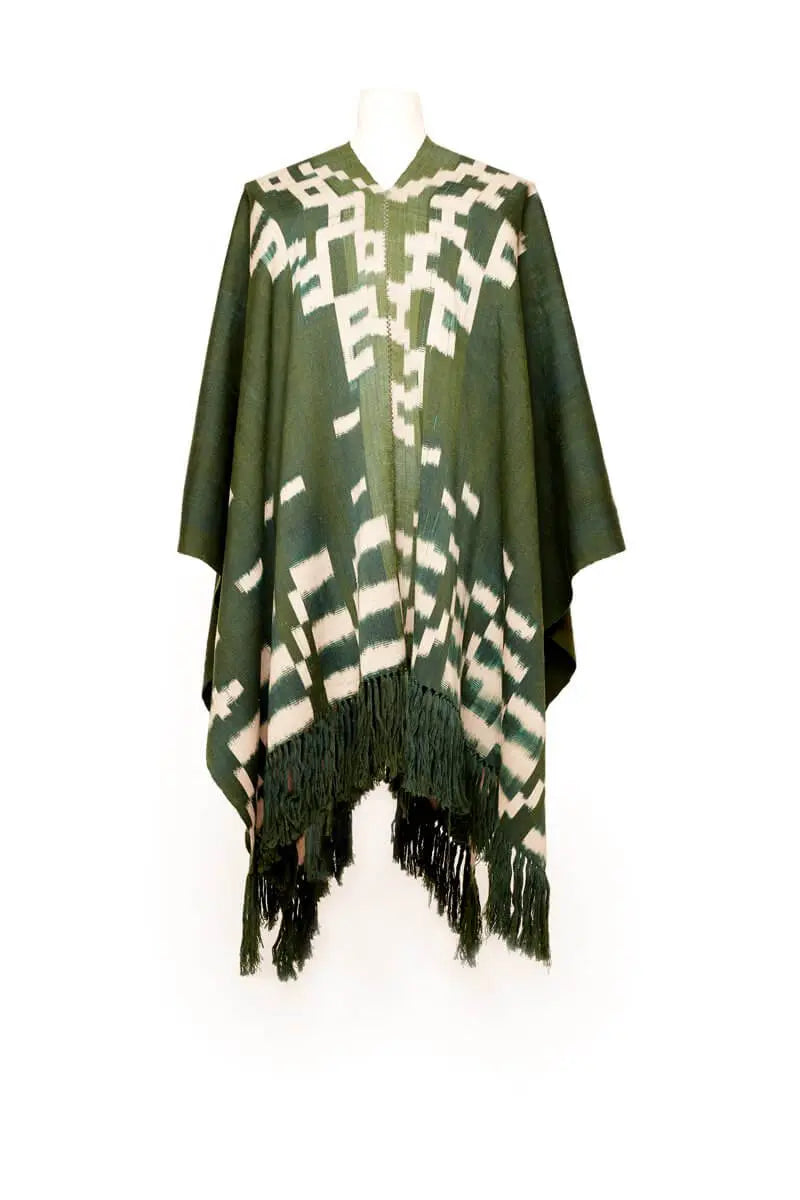 Clint Eastwood-ontwerp in bruin en wit, tie-dye Alpaca Poncho