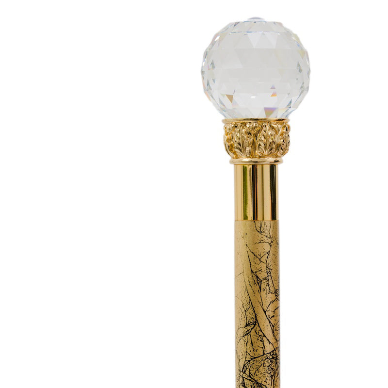Crystal Ball Cane Gold Shaft - Canes