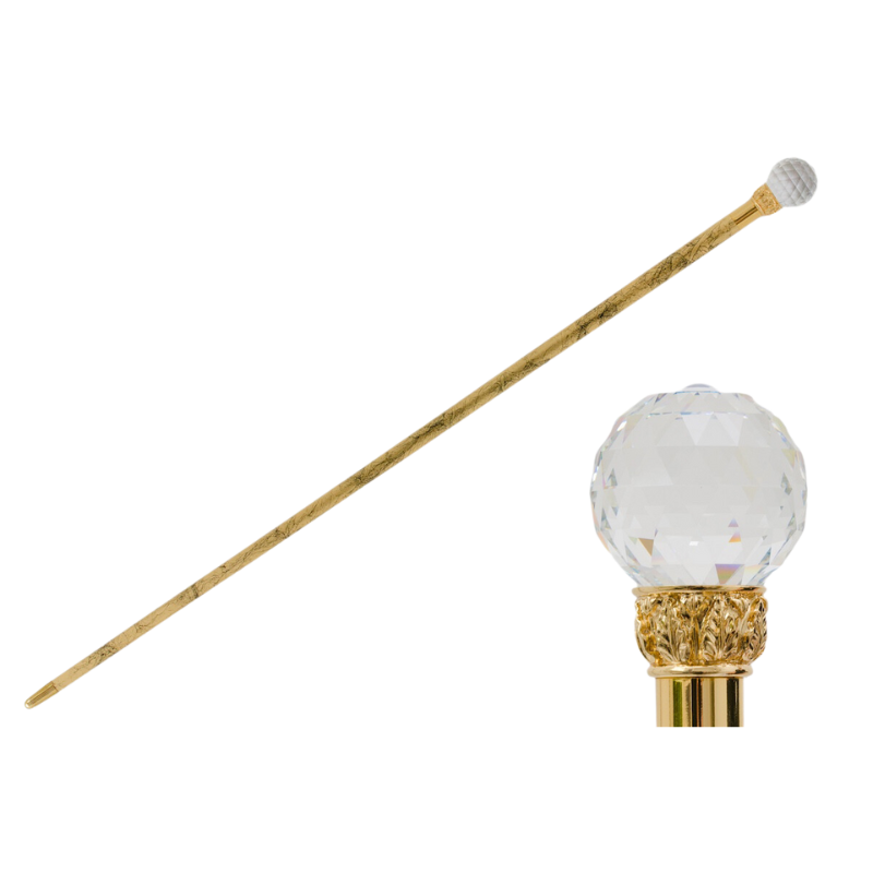 Crystal Ball Cane Gold Shaft - Canes