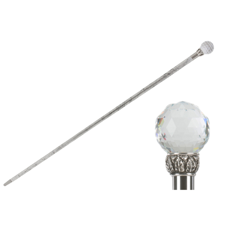 Crystal Ball Cane Silver Shaft - Canes