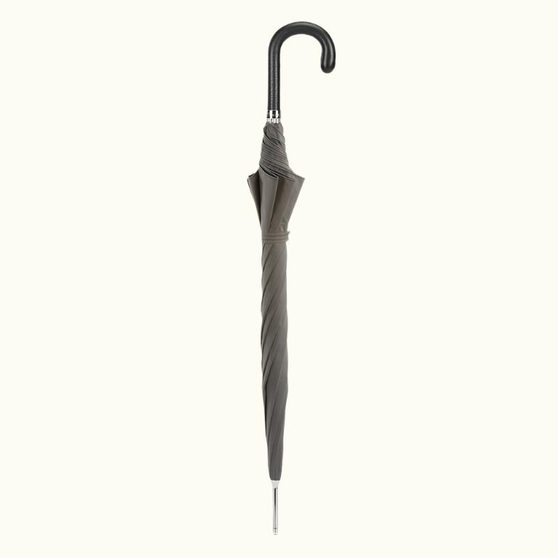 Elegante grijze paraplu leren handvat - Paraplu