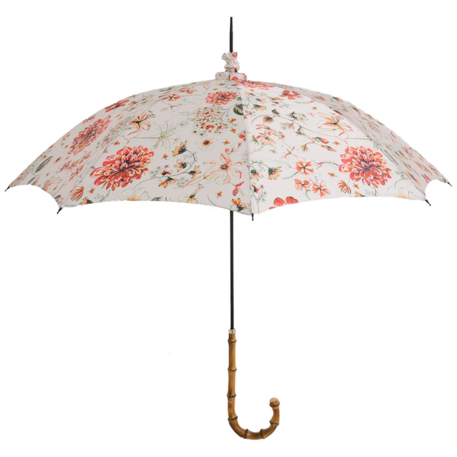 Flowered Parasol with Whangee Handle - Umbrella