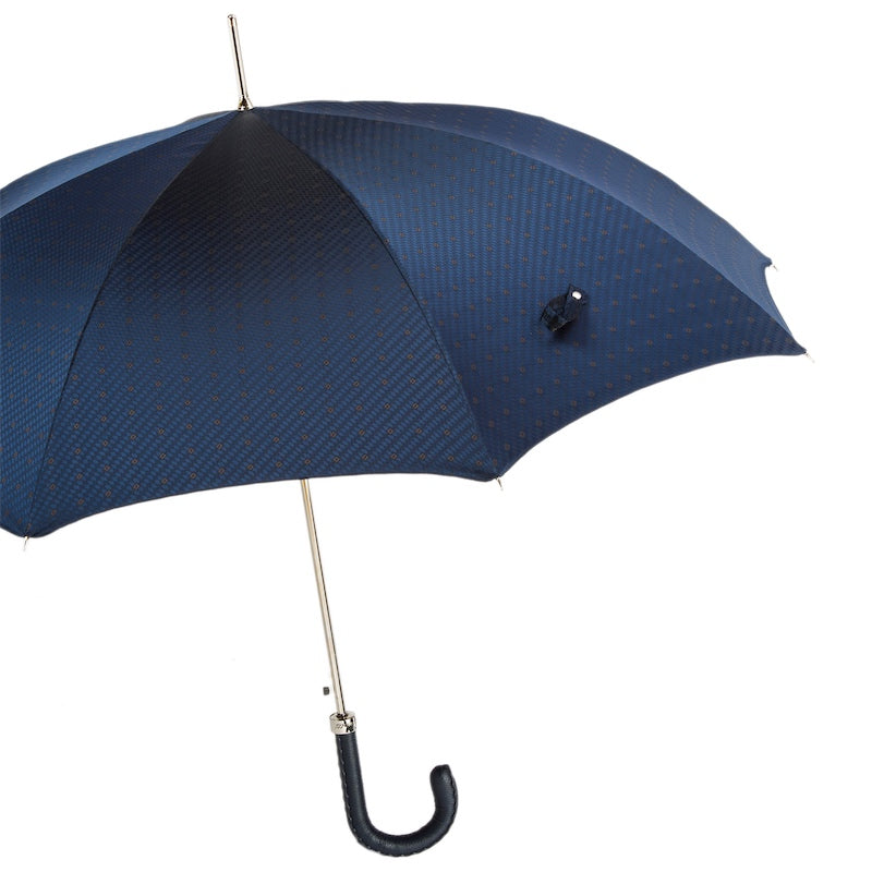 Herenparaplu met marineblauwe leren handgreep - Paraplu