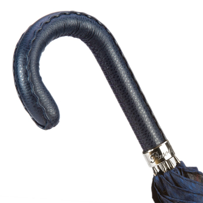 Herenparaplu met marineblauwe leren handgreep - Paraplu