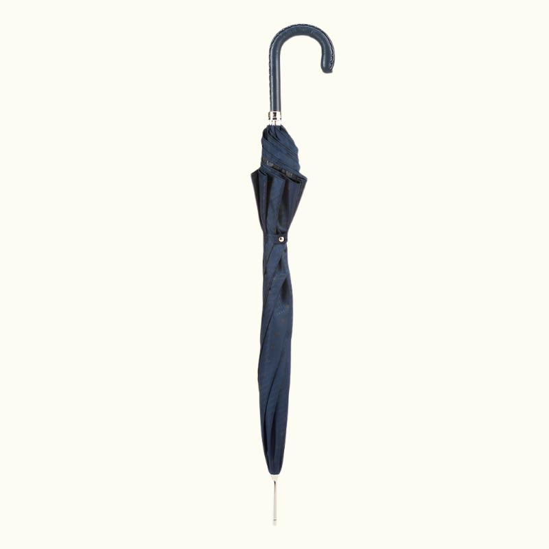 Herenparaplu met marineblauwe leren handgreep - Paraplu