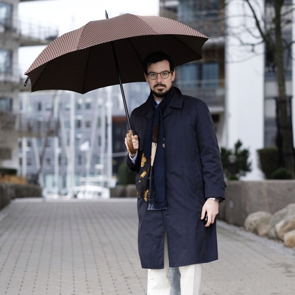Jacquard Umbrella with Geometric Design - Umbrella