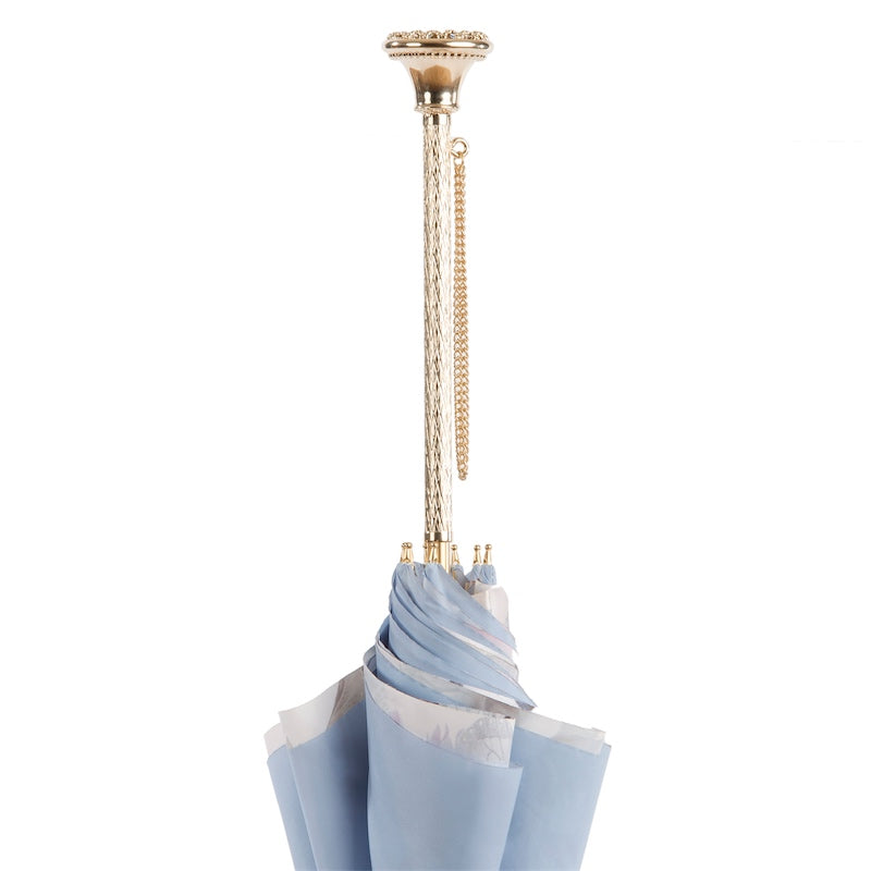 Light Blue Nature Umbrella with Butterflies - Umbrella