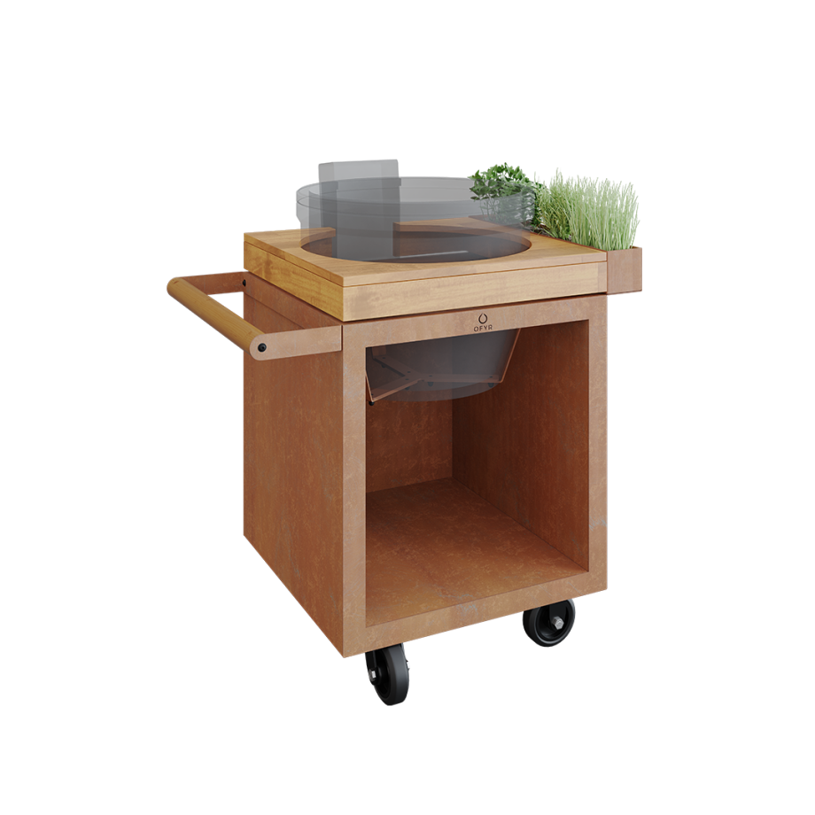 OFYR GRILL Kamado Tafel Corten 65 PRO Teakhout BGE | KJ Ofyr Cooking units