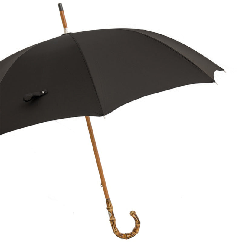 Oxford Black Umbrella with Bamboo Handle - Umbrella