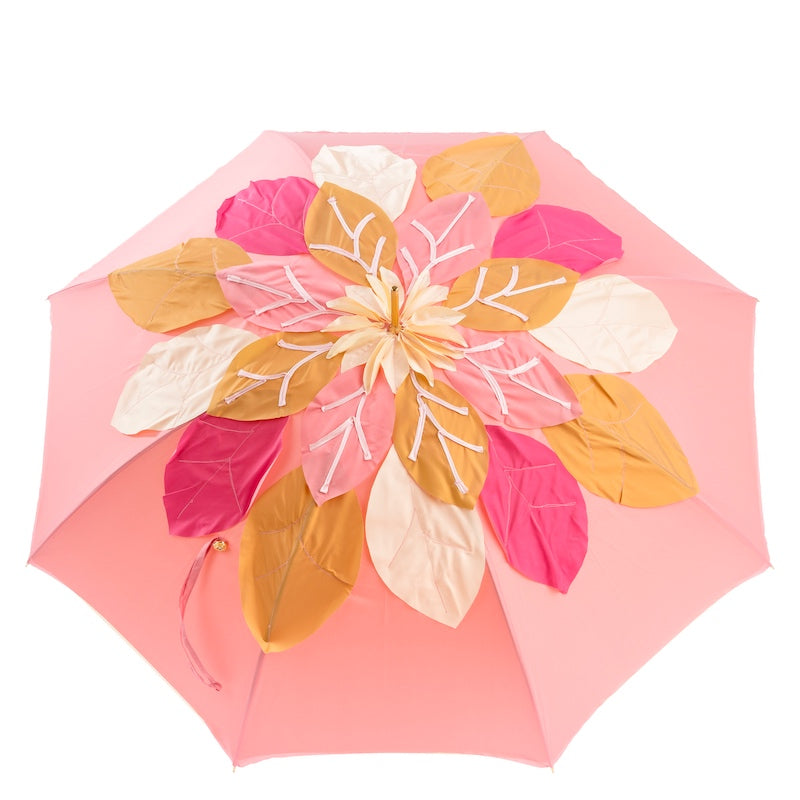 Mooie roze paraplu met bladeren dubbele doek - Paraplu