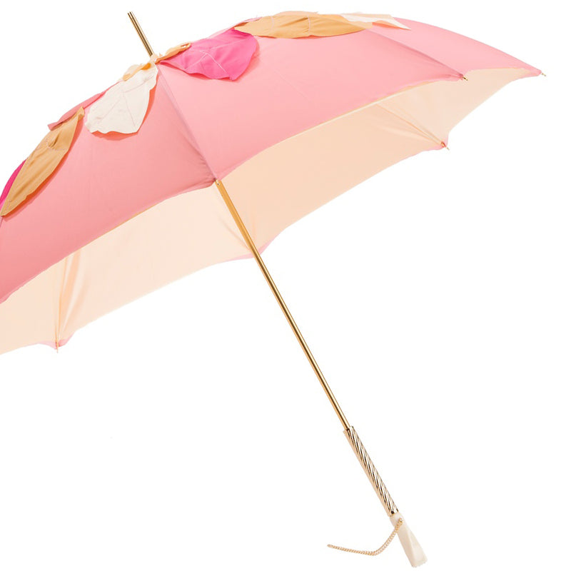 Mooie roze paraplu met bladeren dubbele doek - Paraplu