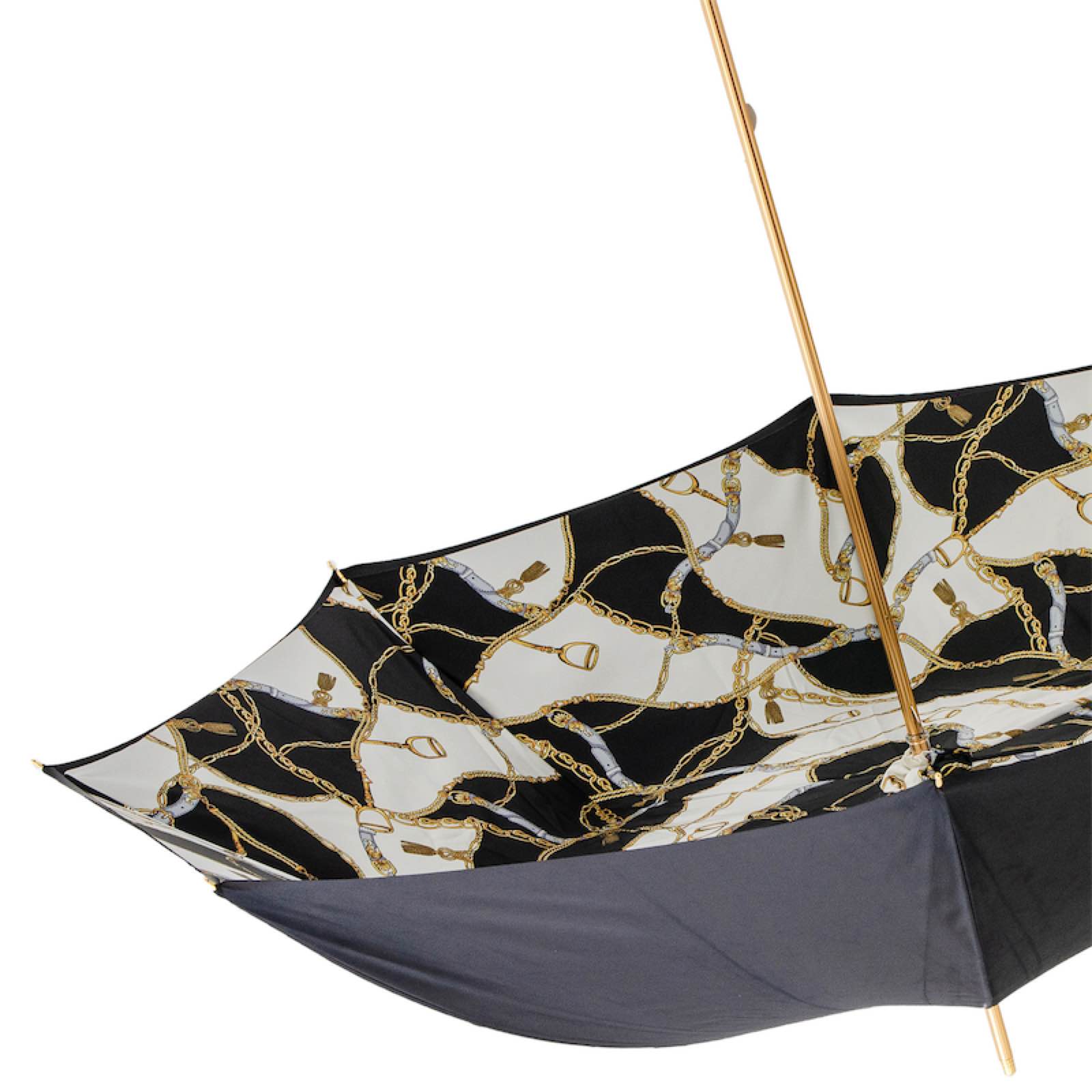 Zwarte paraplu met teugels print dubbele doek - Paraplu