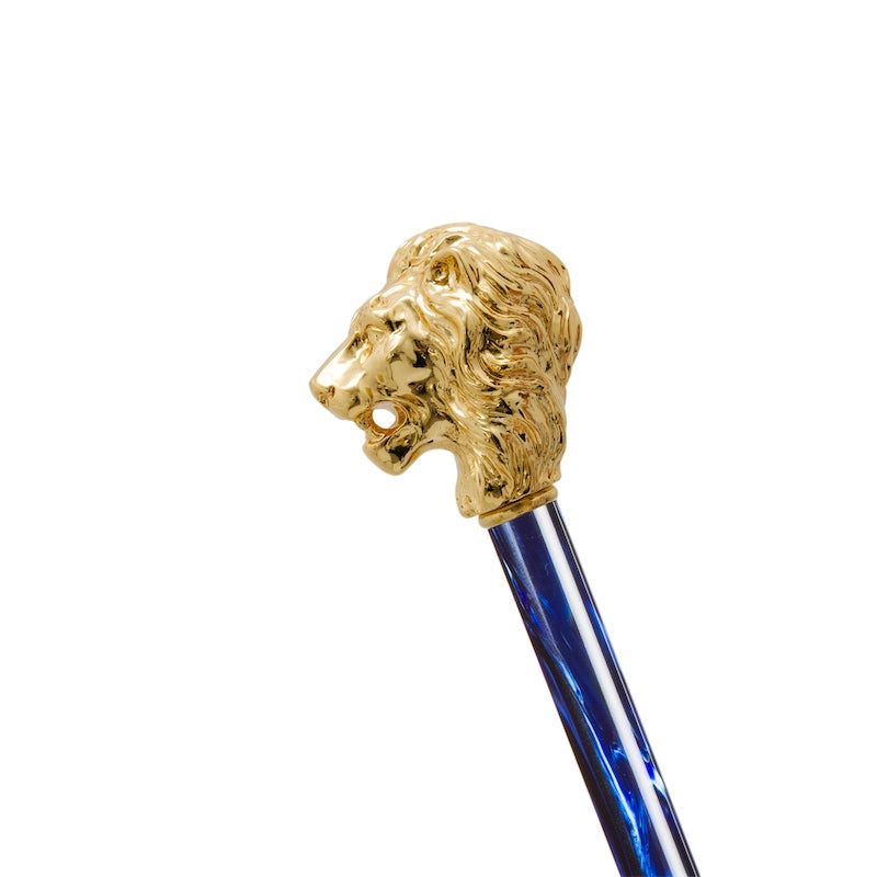 Blauwe paraplu met gouden leeuwenhandvat - Paraplu