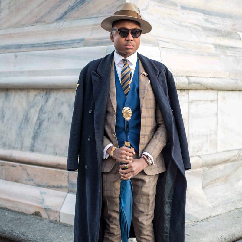 Blauwe paraplu met gouden leeuwenhandvat - Paraplu