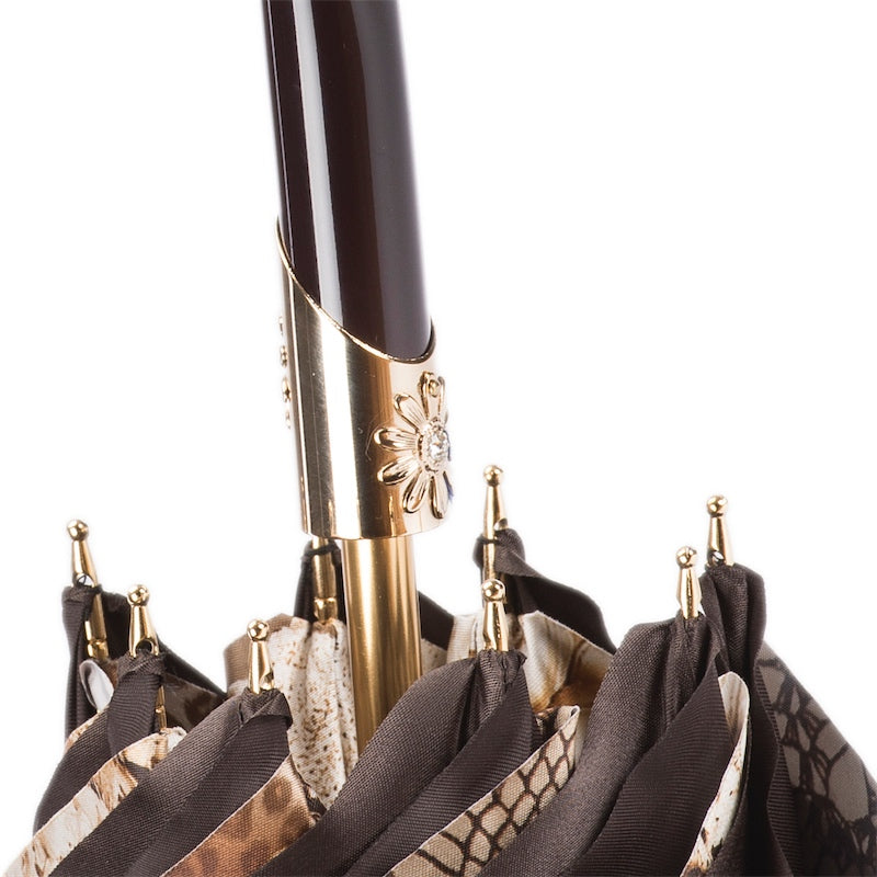 Bruine bloemenparaplu dubbele doek - Paraplu