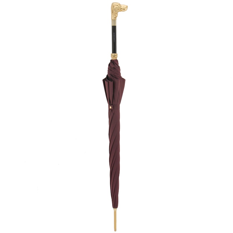 Burgundy Umbrella with Golden Dog - Umbrella