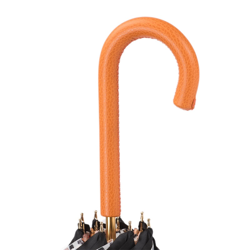Vlinderparaplu met oranje leren handvat - Paraplu