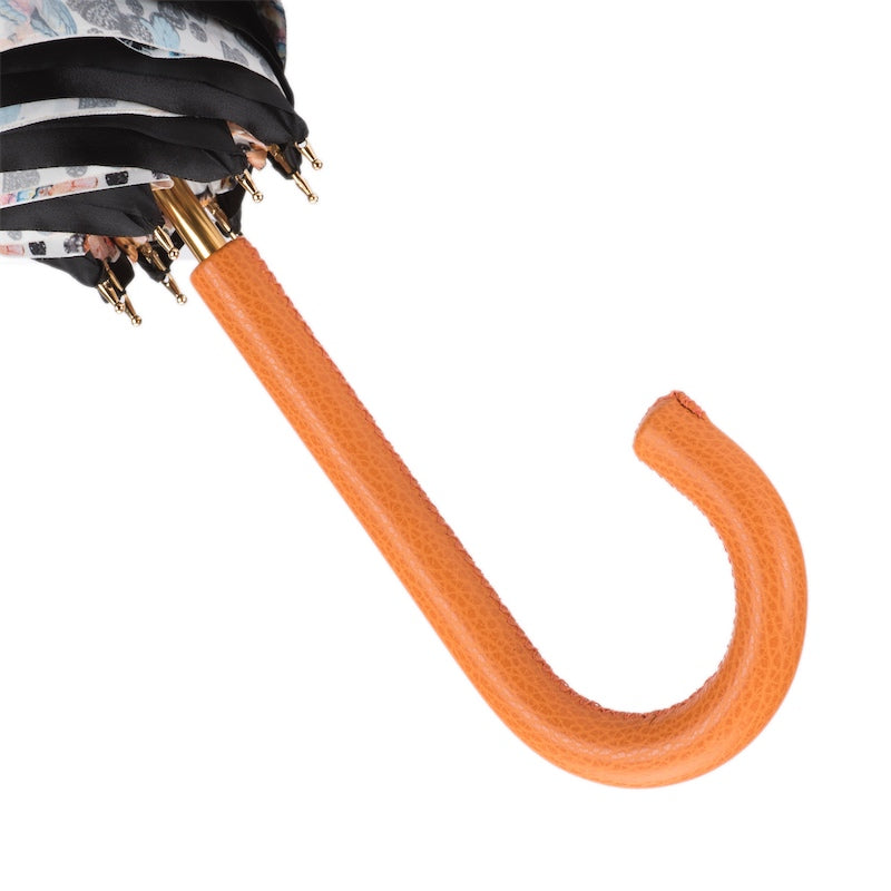 Vlinderparaplu met oranje leren handvat - Paraplu