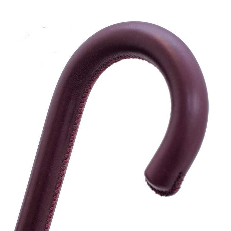 Bloemige paraplu met bordeauxrode leren handgreep - Paraplu