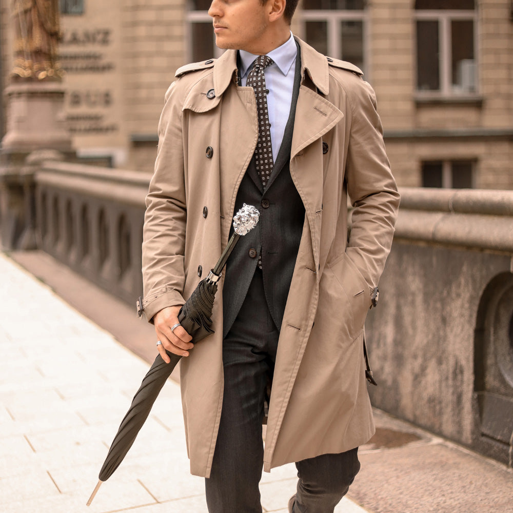 Groene paraplu zilveren leeuw handvat - Paraplu