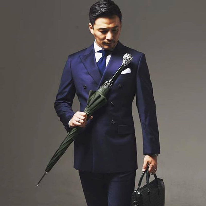 Groene paraplu zilveren leeuw handvat - Paraplu