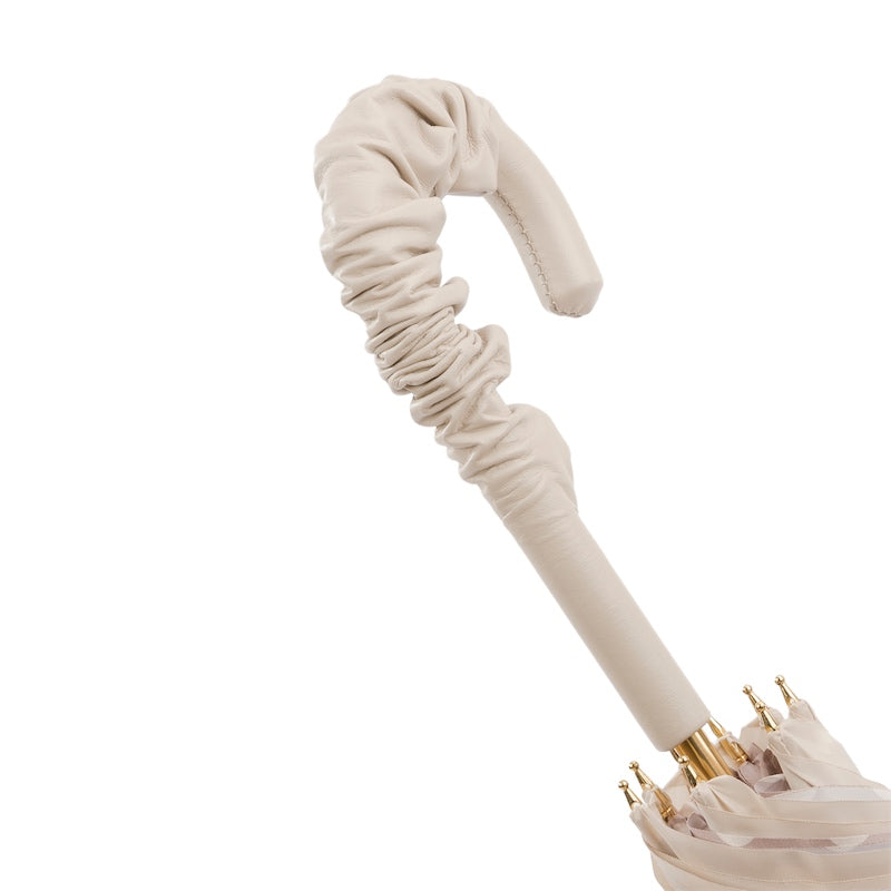 Ivoorkleurige paraplu met stippen, dubbele stof - Paraplu