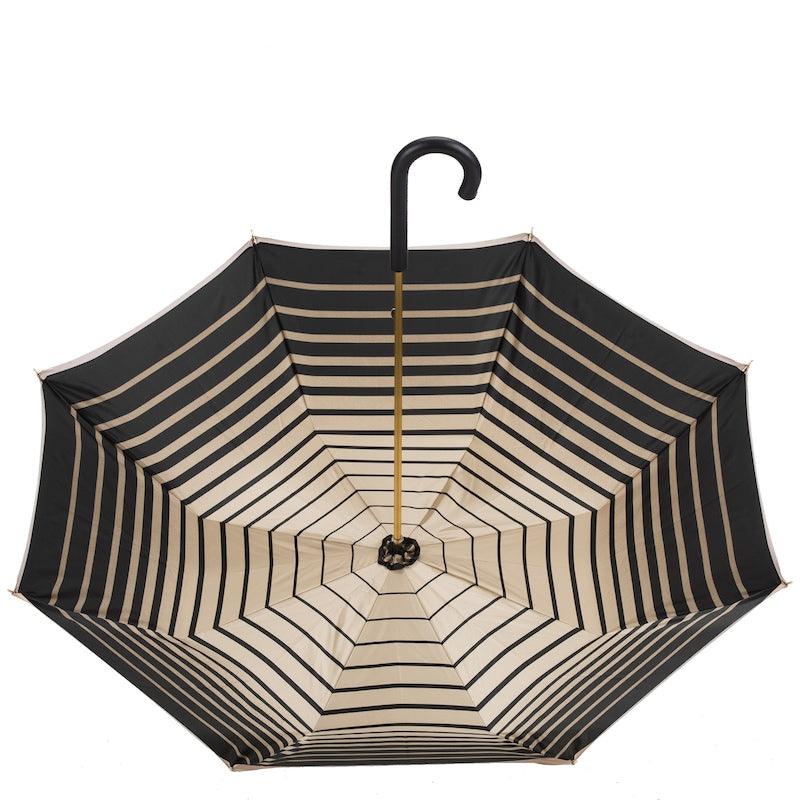 Ivoorkleurige paraplu met gestreepte binnenkant, dubbele stof - Paraplu