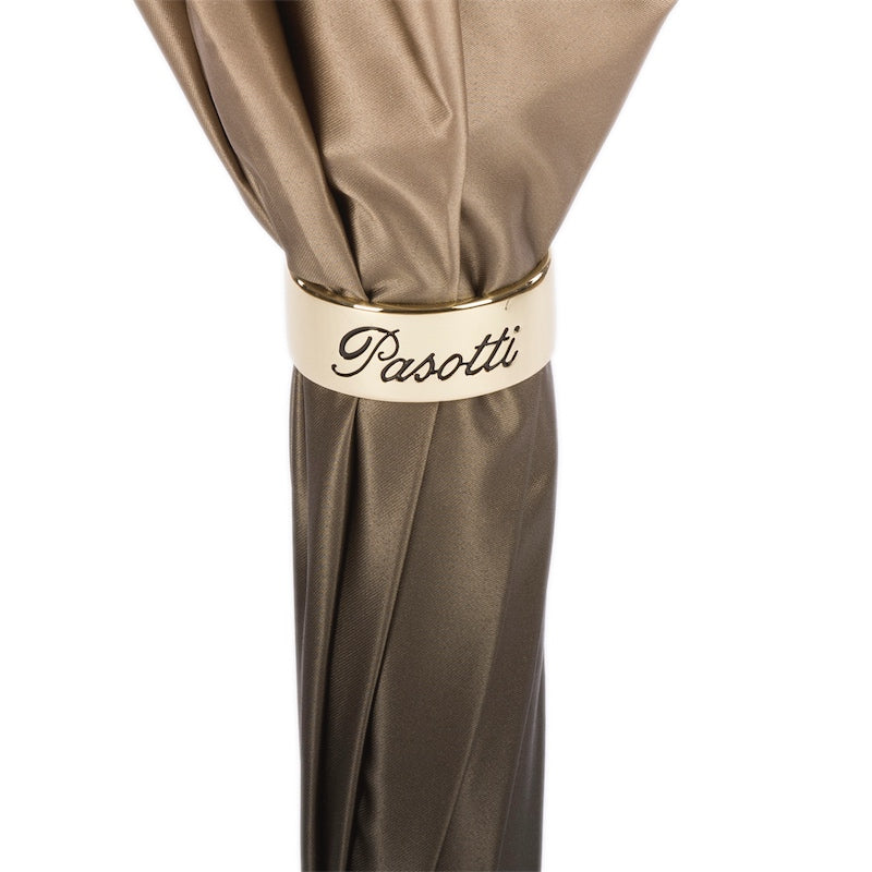 Ivoorkleurige paraplu met gestreepte binnenkant, dubbele stof - Paraplu