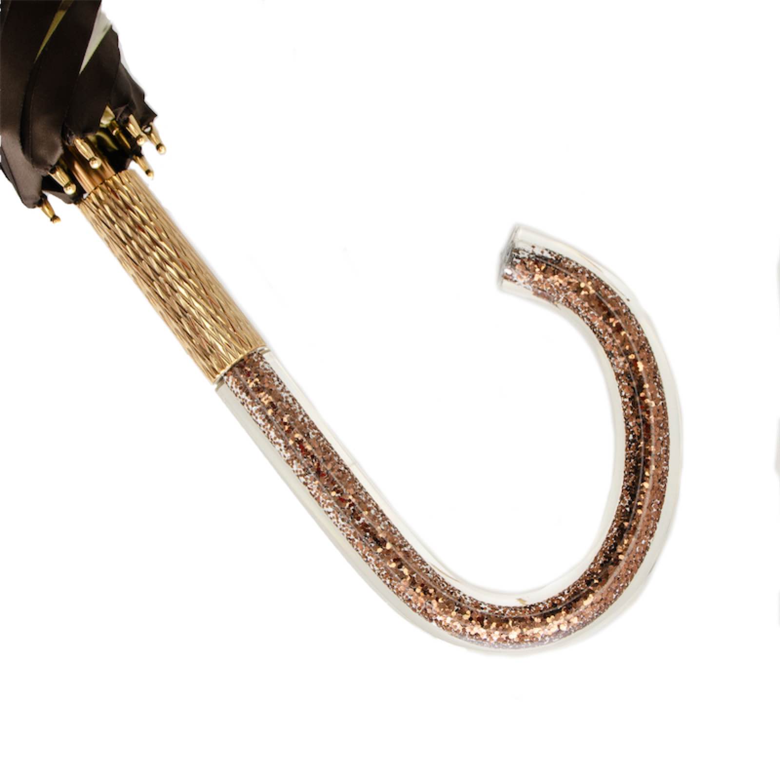 Khaki Paraplu met Bloemen en Glitter - Paraplu