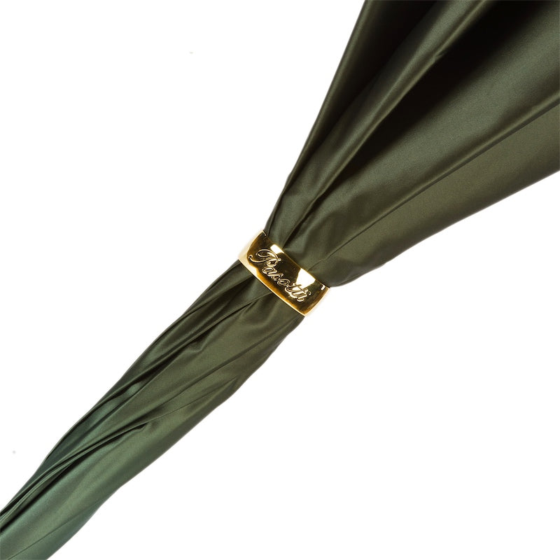 Luipaardprint olijfgroene paraplu met gerimpeld leer