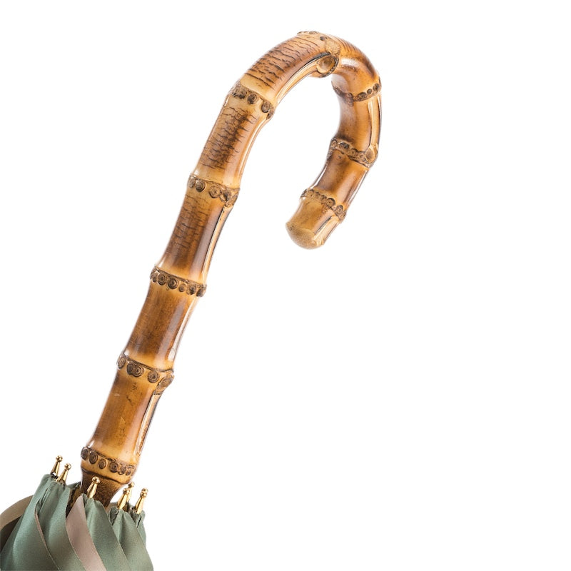 Luipaardparaplu met prachtig interieur en bamboe handvat