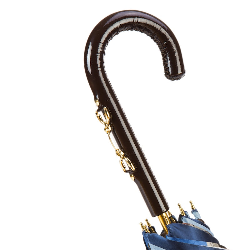 Marineblauwe paraplu met teugelsprint, dubbele doek - Paraplu