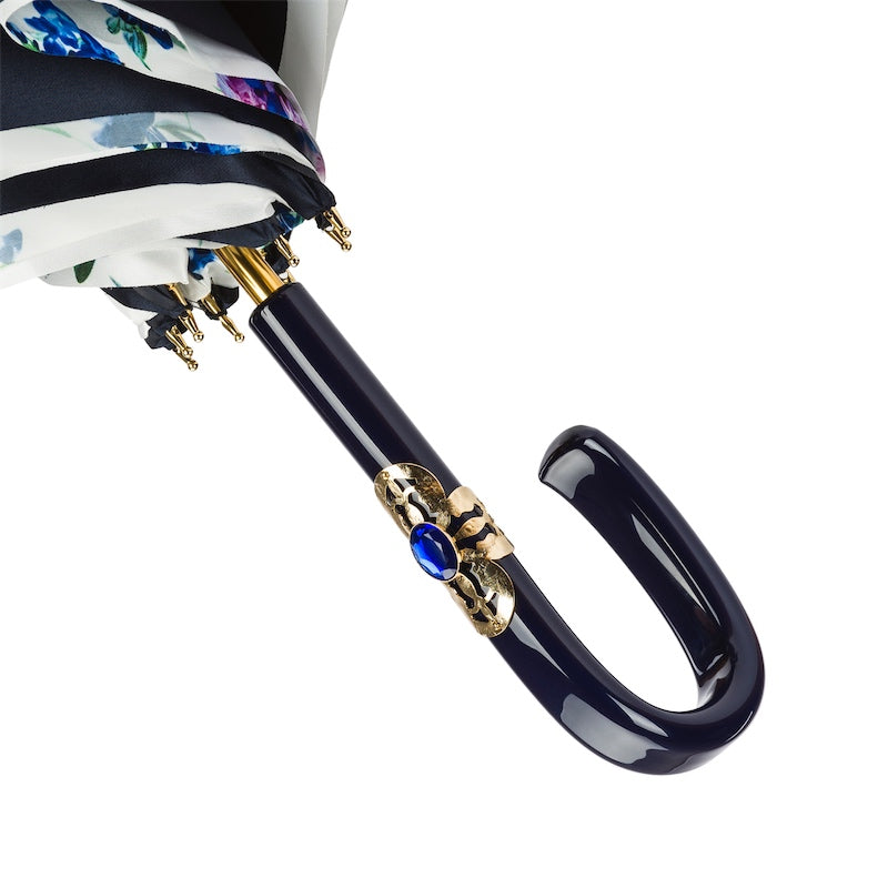 Marineblauwe paraplu met bloemen - Paraplu