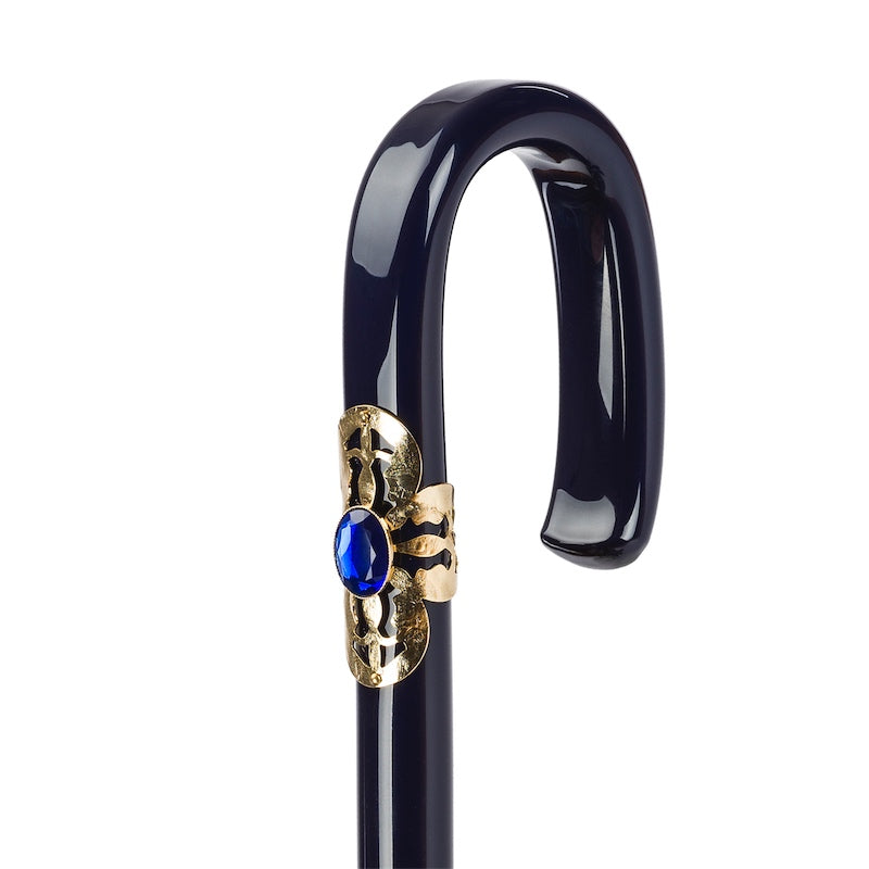 Marineblauwe paraplu met bloemen - Paraplu