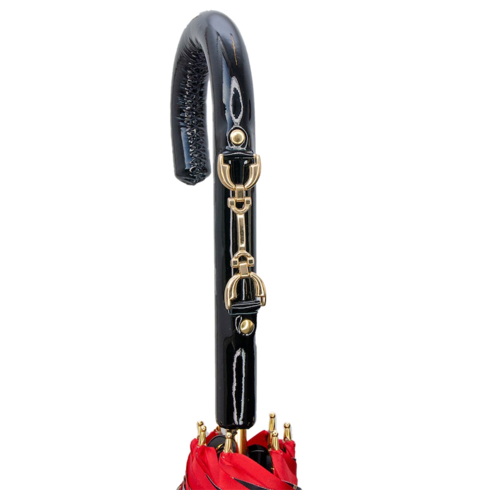 Rode paraplu met teugels print dubbele doek - paraplu