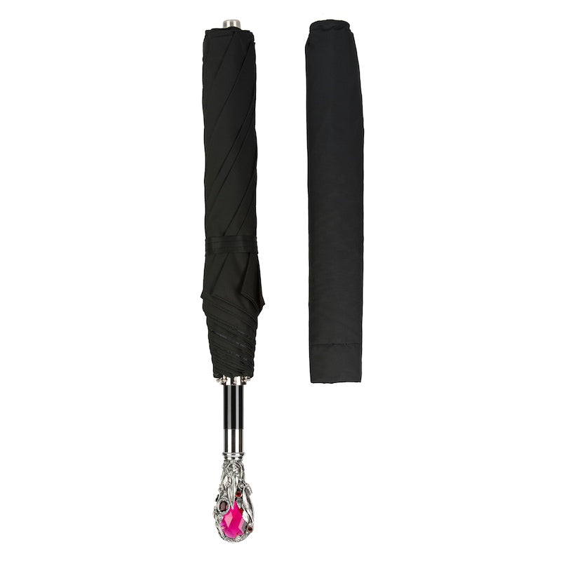 Ruby Luxury Folding Umbrella Red Gem Handle - Umbrella