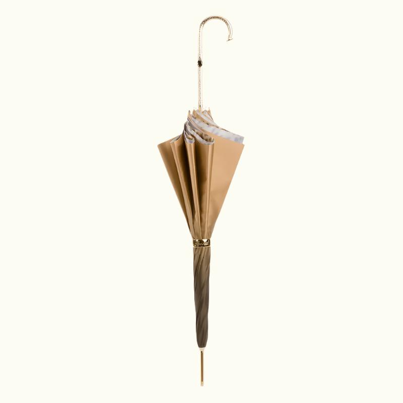 Paraplu met slangenprint en gerimpeld leren handvat - Paraplu