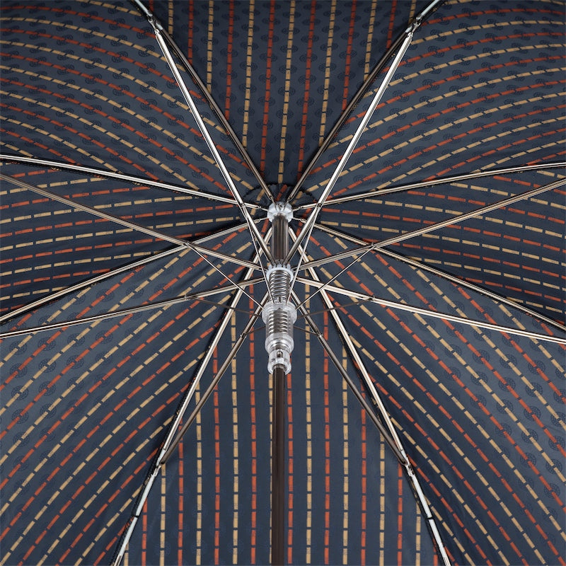 Paraplu met stropdasprint en oranje leren handvat - Paraplu