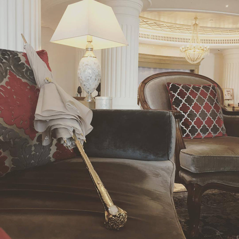 Zeer elegante ecru parasol dubbele doek - Paraplu