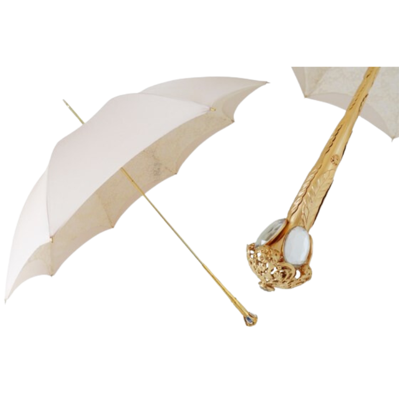 Zeer elegante ecru parasol dubbele doek - Paraplu