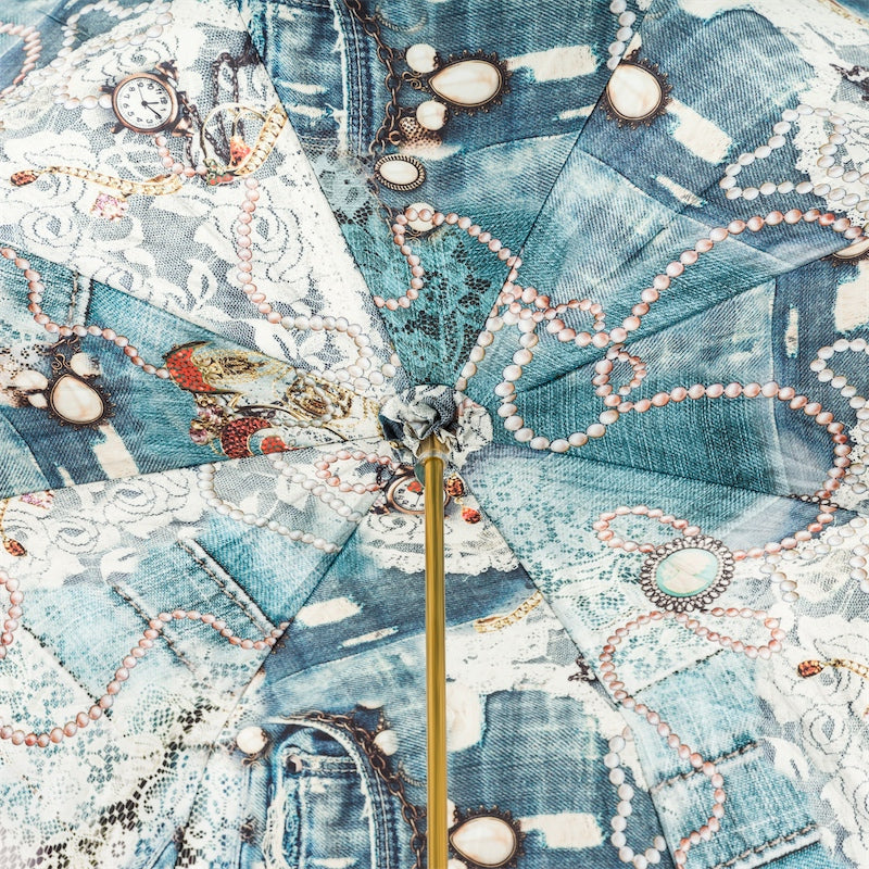 Vintage parelmoeren paraplu dubbele doek - paraplu