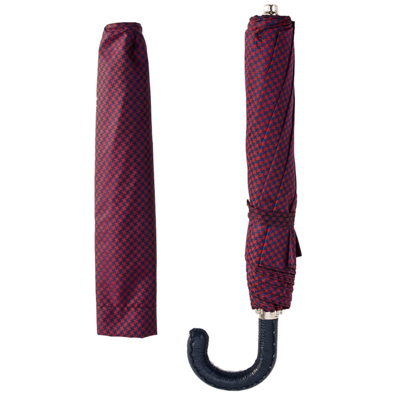 Rood & Marineblauw Pied de Poule Opvouwbare Paraplu - Paraplu