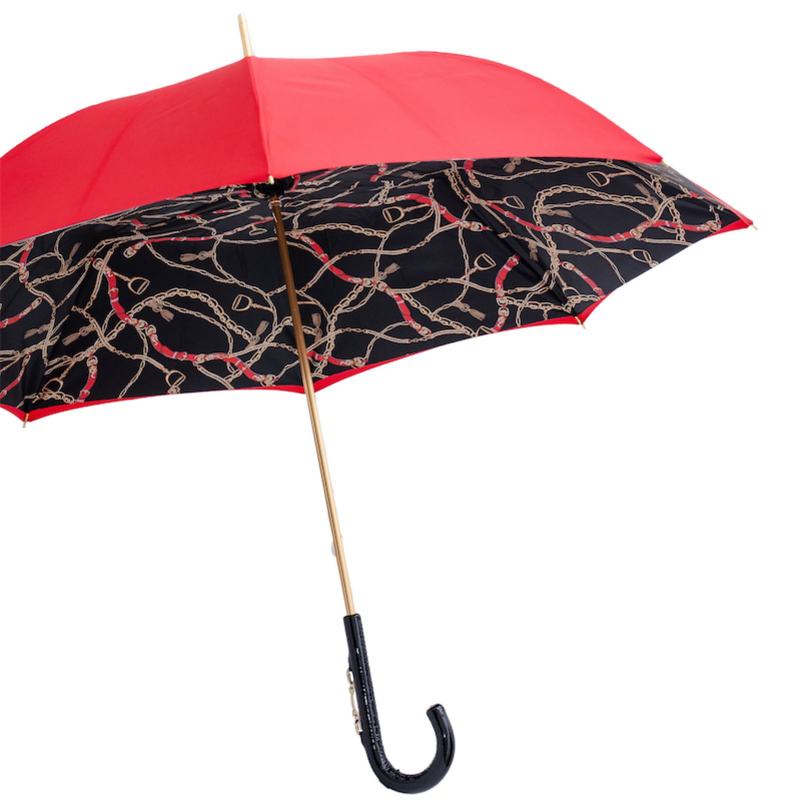 Rode paraplu met teugels print dubbele doek - paraplu