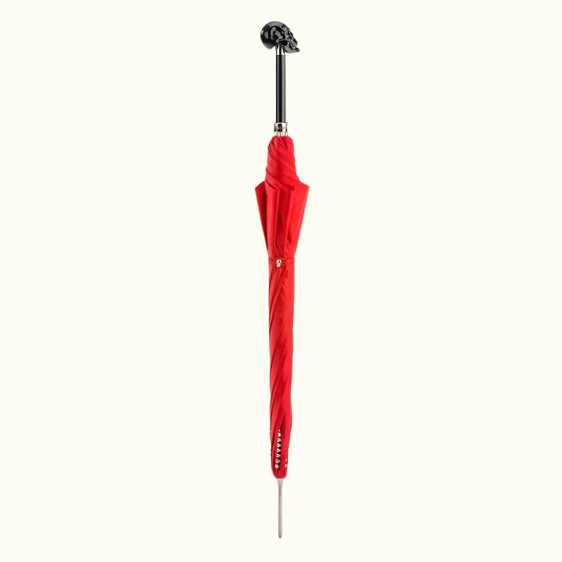 Rode paraplu met studs en zwarte schedelgreep - Paraplu
