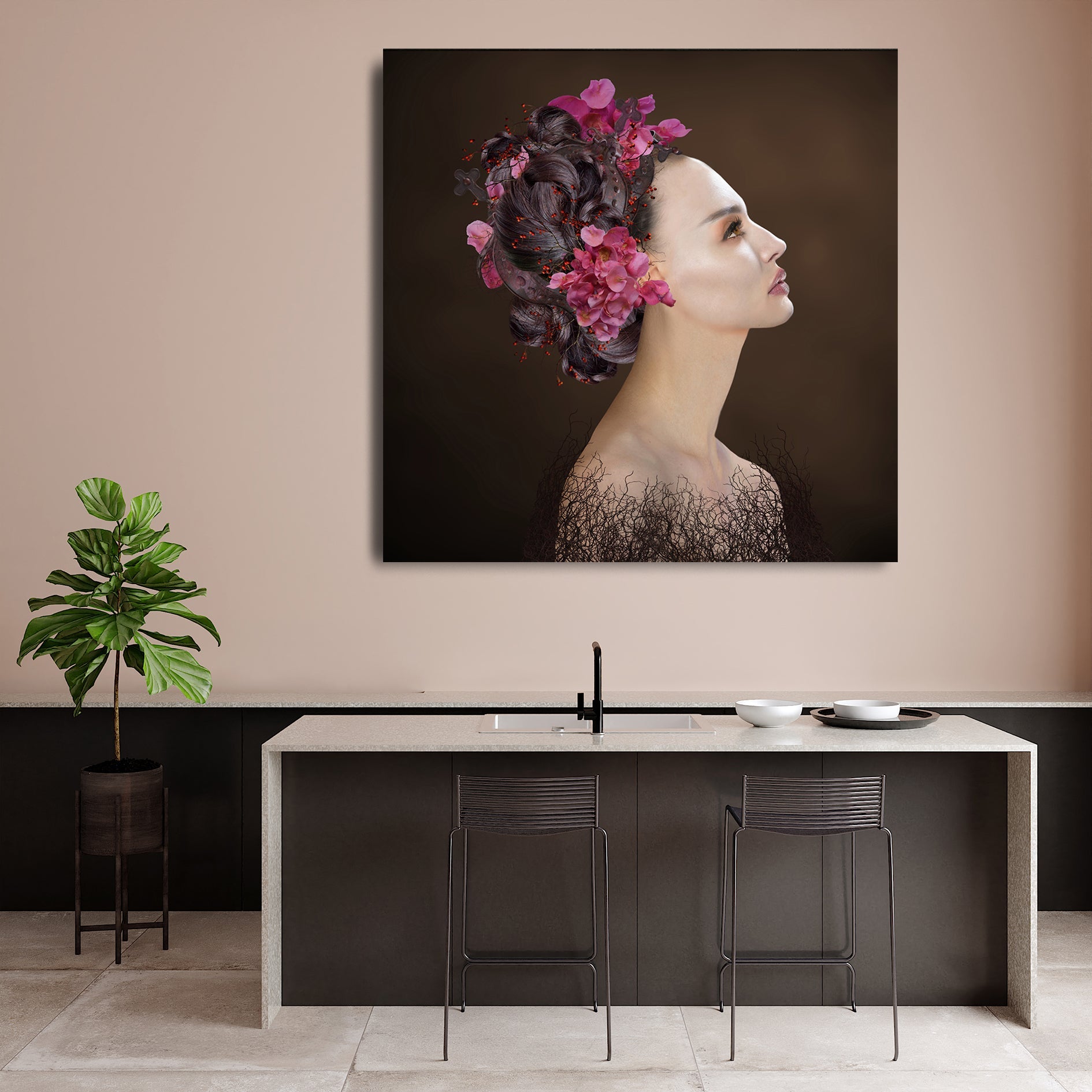 Muur print Art Rosa door godinnen serie