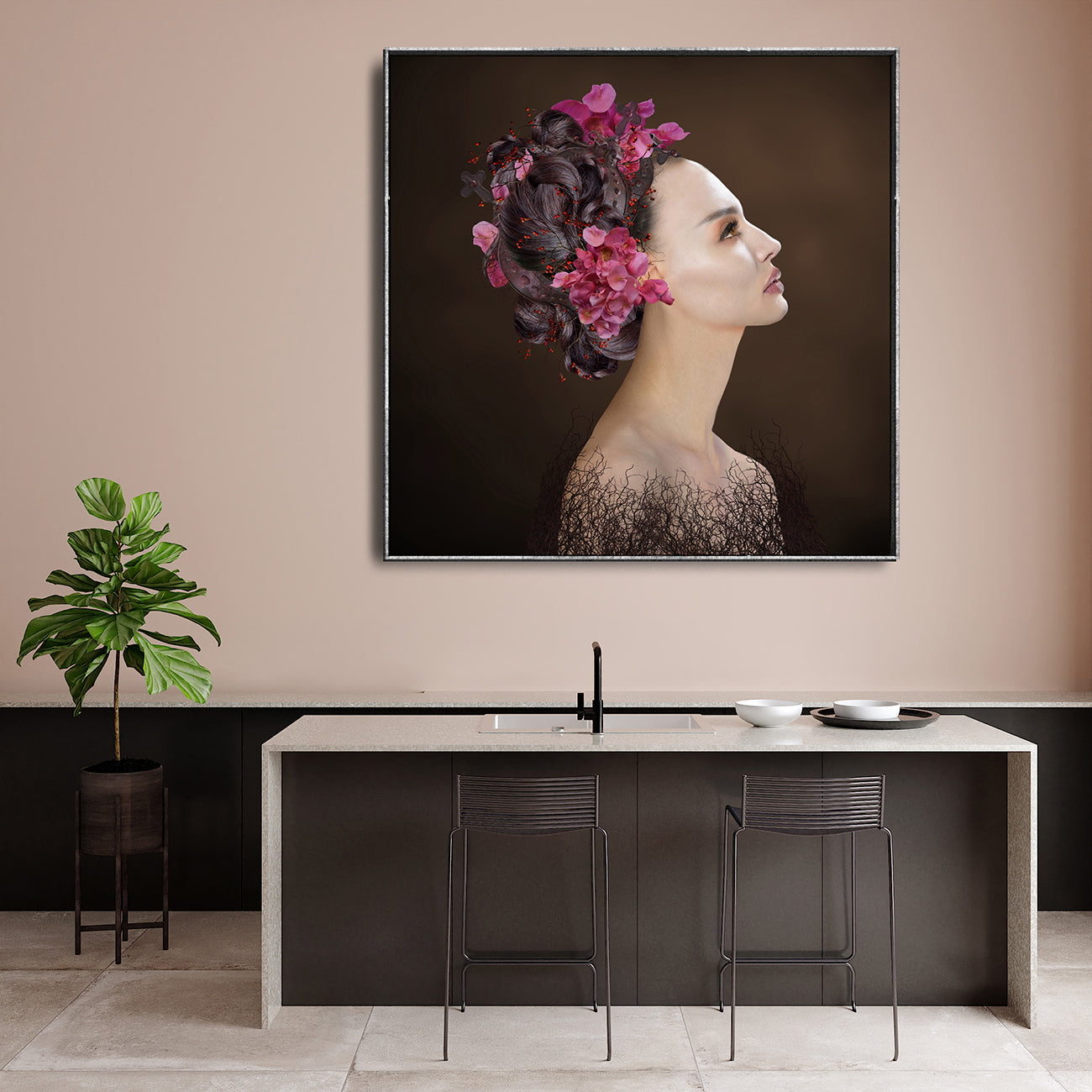 Muur print Art Rosa door godinnen serie